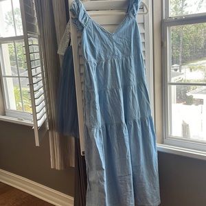 Old Navy Chambray Tiered All Day Fit and Flare Maxi Dress for Women